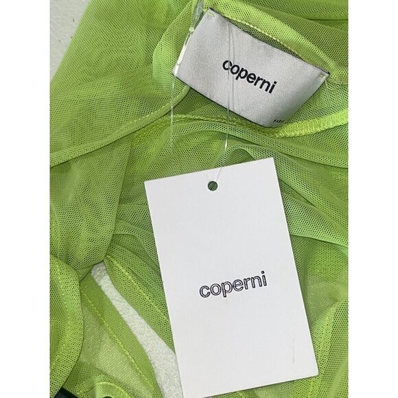 COPERNI Asymmetric Draped Mesh Dress in Anis New Womens - Picture 12 of 17